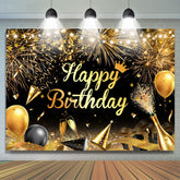 Lofaris Sparkle Gold Ribbon Balloon Bokeh Birthday Backdrop
